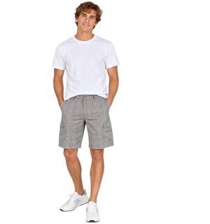 Greg Norman Men's Gray Plaid Poly/Spandex Flat Front Golf Shorts EUC